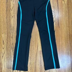 Nike Black Athletic Leggings with Teal Side Stripes